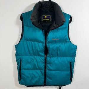 Solstice Vintage Puffer Vest Down Fill Teal Zip Oversized S Retro 80s 90s Unisex